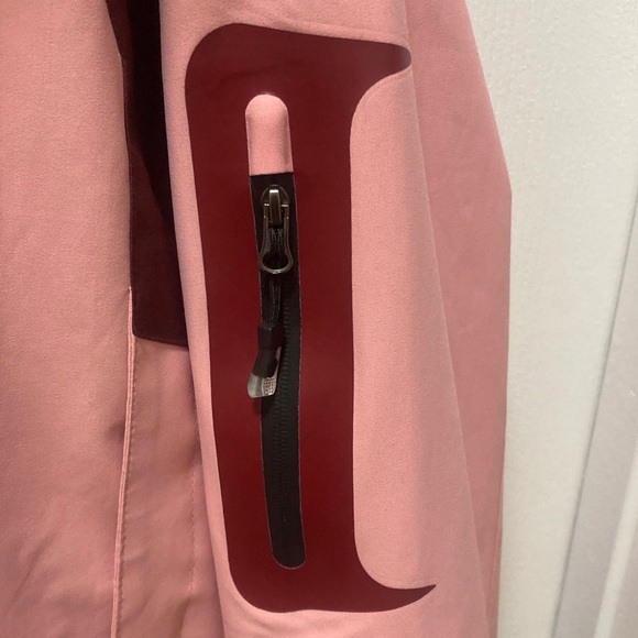 Stylish Pink and Burgundy Women's Rain Jacket - Picture 5 of 9